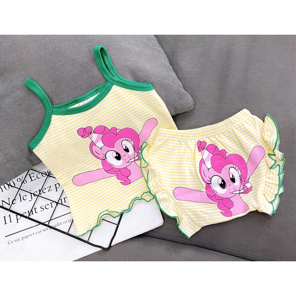 [7-18kg] Bộ hai dây cotton borip xuất phối sọc siêu đáng yêu cho Bé Gái, Đồ mặc nhà dễ thương