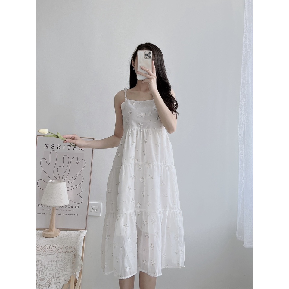 Đầm dây nữ Babydoll họa tiết hoa nhí maxy mùa hè