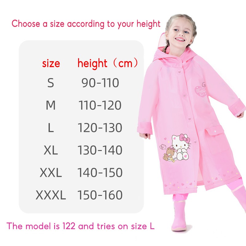 Áo mưa cao cấp họa tiết hoạt hình Hello Kitty ngộ nghĩnh cực kỳ dễ thương dành cho trẻ em