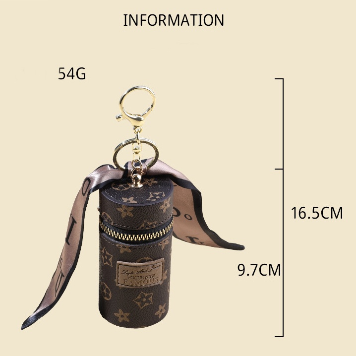 Túi đựng son môi, móc khóa mini kèm khăn lụa phong cách retro sang trọng