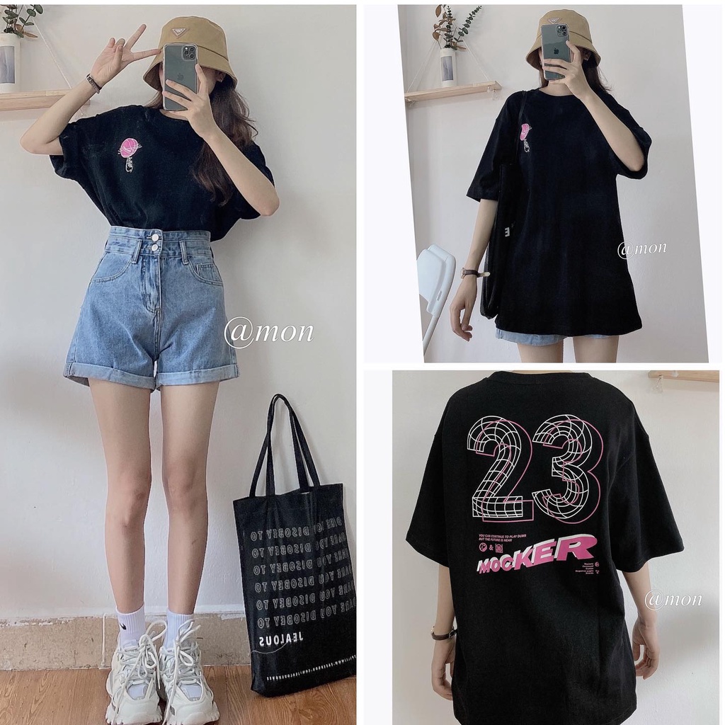 2101576 Áo phông nam nữ form rộng tay lỡ chất cotton dày dặn hình in chữ MOCKER