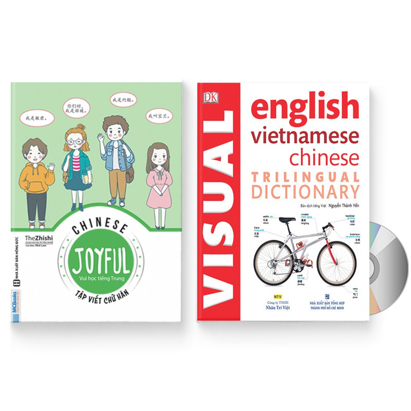 Sách - Combo 2 sách: Joyful Chinese – Vui học tiếng Trung – Tập viết chữ + Từ điển hình ảnh Tam Ngữ + DVD