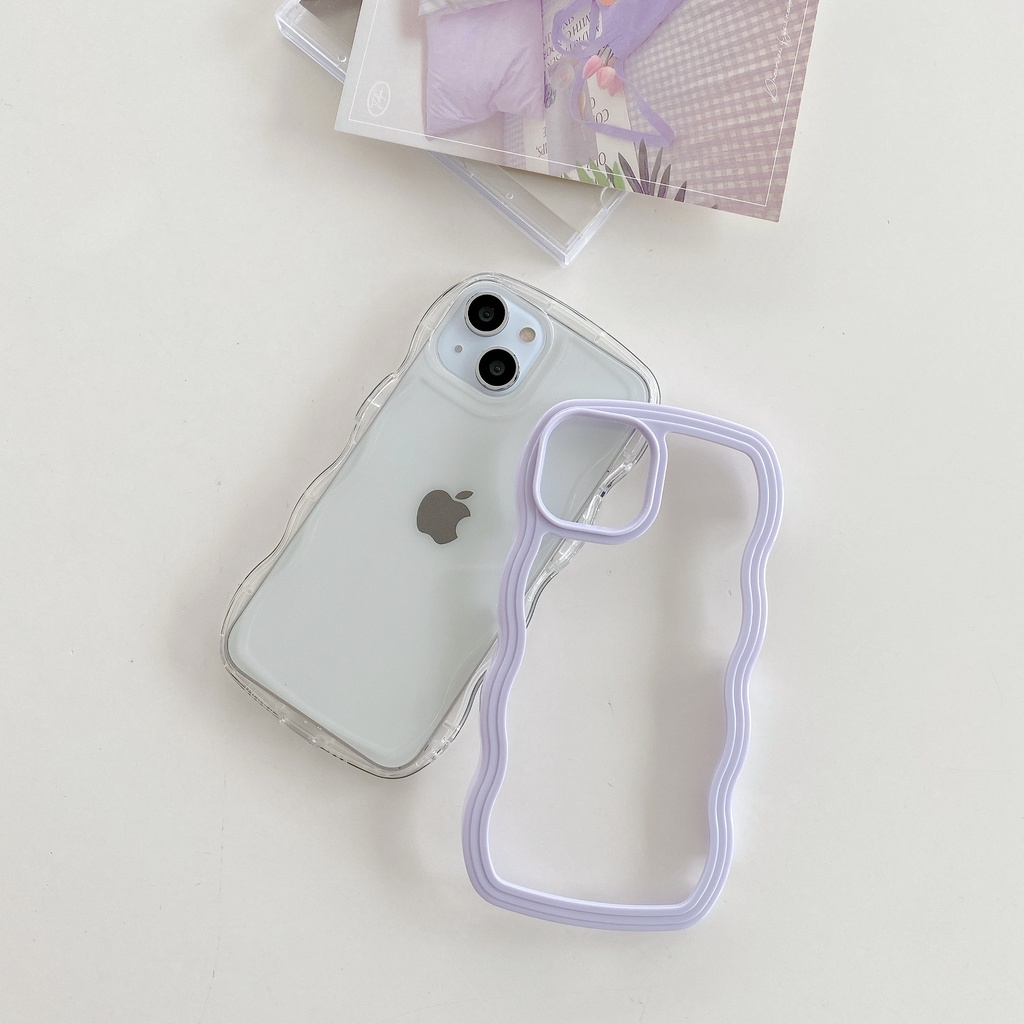 Ốp Điện Thoại Trong Suốt Họa Tiết Lượn Sóng 2 Trong 1 Cho iphone 13 12 pro max 11 XS X XR 13-X XR Sự Bảo Vệ