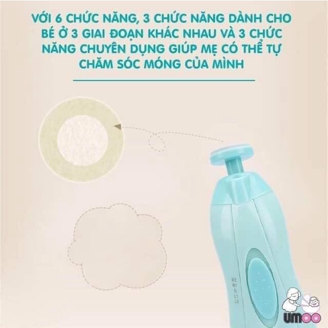 Bộ dũa móng tay thông minh an toàn cho bé Umoo 6 chức năng | Máy cắt móng tay cho bé