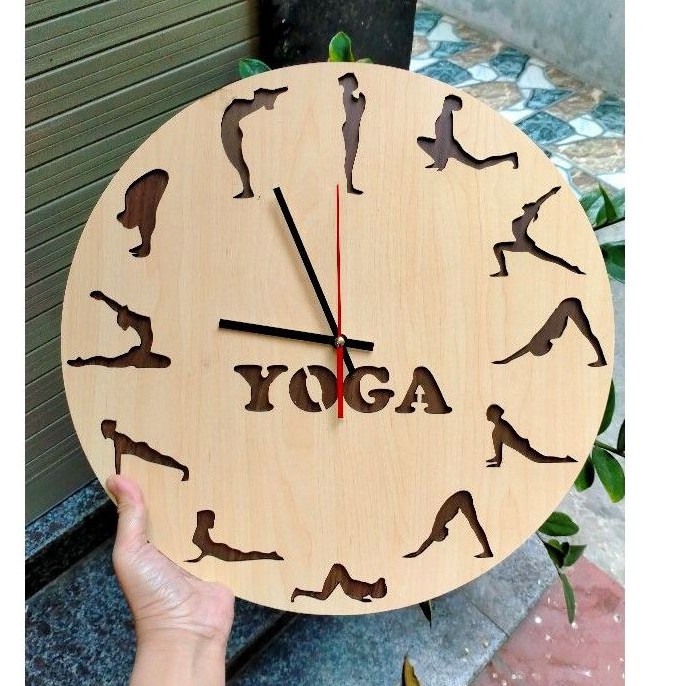 [Siêu Rẻ] Đồng Hồ Treo Tường YOGA Tư Thế Chào Mặt Trời 30x30cm