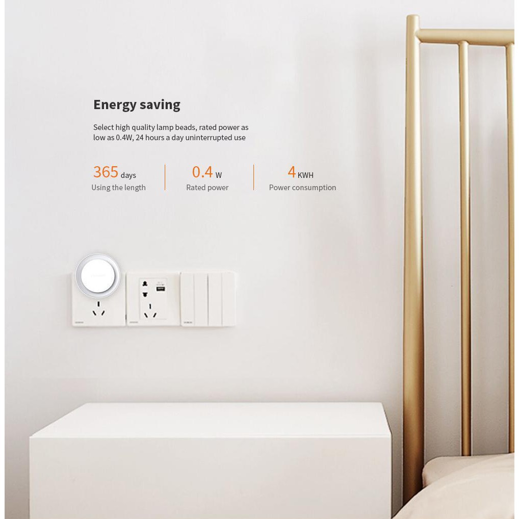 Đèn ngủ cảm ứng, đèn ngủ thông minh Xiaomi Yeelight, cảm biến ánh sáng tự động bật tắt, hình tròn, YLYD10YL, SHS Vietnam