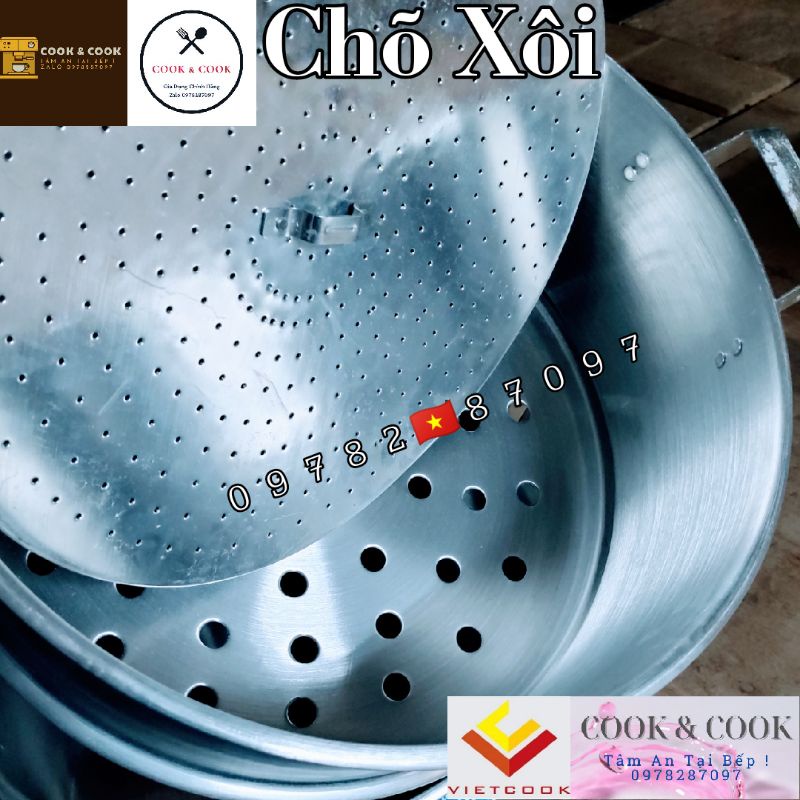 Chõ hấp xôi, chõ đồ xôi size 42 nhôm Mạnh Hùng hấp đồ 15 - 20 cân gạo