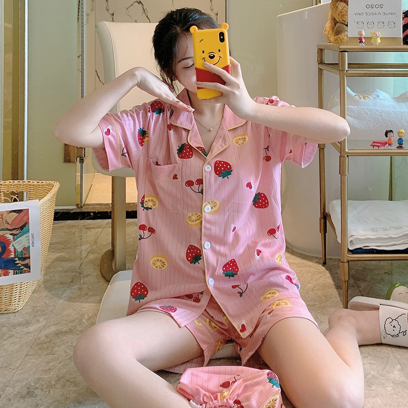 【norns】2021 Crayon nhỏ mới lớn mô hình hình học mùa hè tay ngắn Quần short PAJAMAS dành cho phụ nữ dải lụa sữa lụa dịch vụ nhà túi giao hàng tận nhà