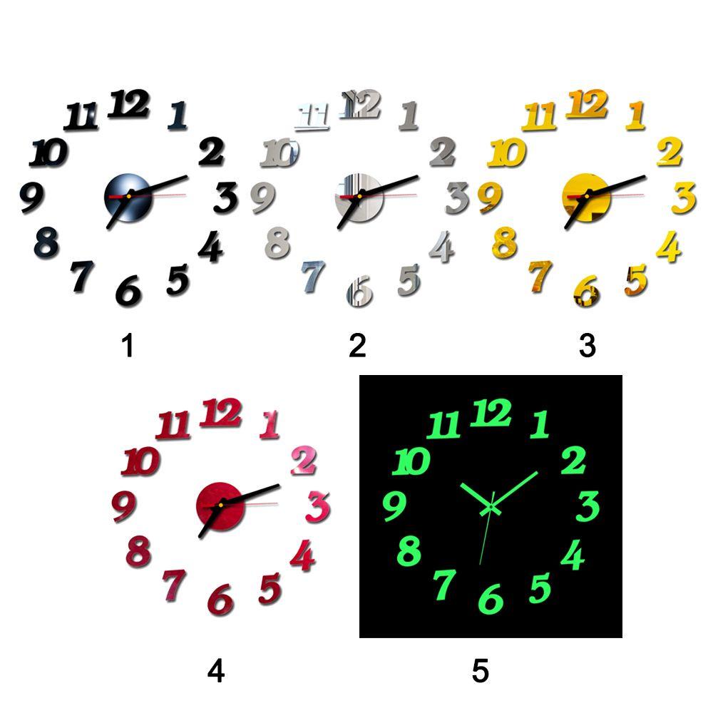 Đồng Hồ 3D Dán Tường Tự Dính Không Ồn Trang Trí Nhà Cửa Phong Cách Hiện Đại