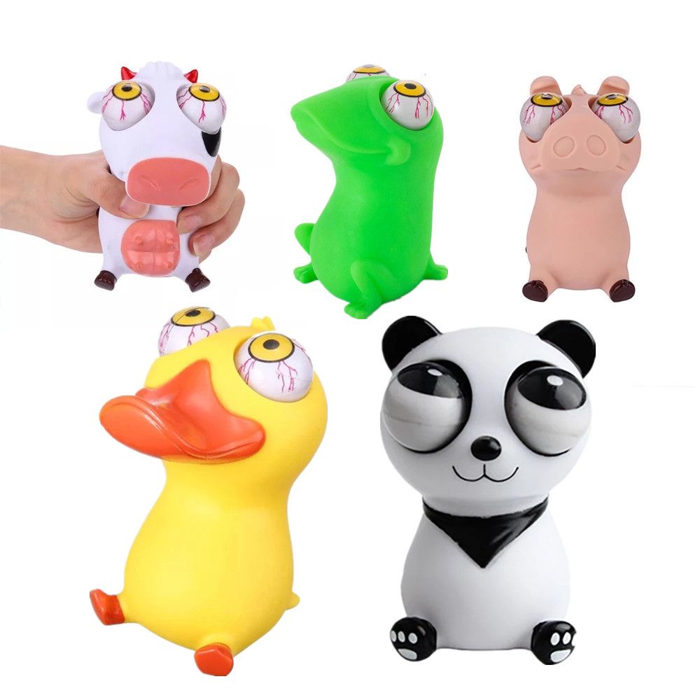 HARRIETT Adult Gifts Boom Out Eyes Doll Kids Toy Animal Squeeze Balls Squeeze Antistress Toy Panda Figure Stress Relief Toy Party Favors Cartoon Fidget Toy Funny Animal Poping Eyes