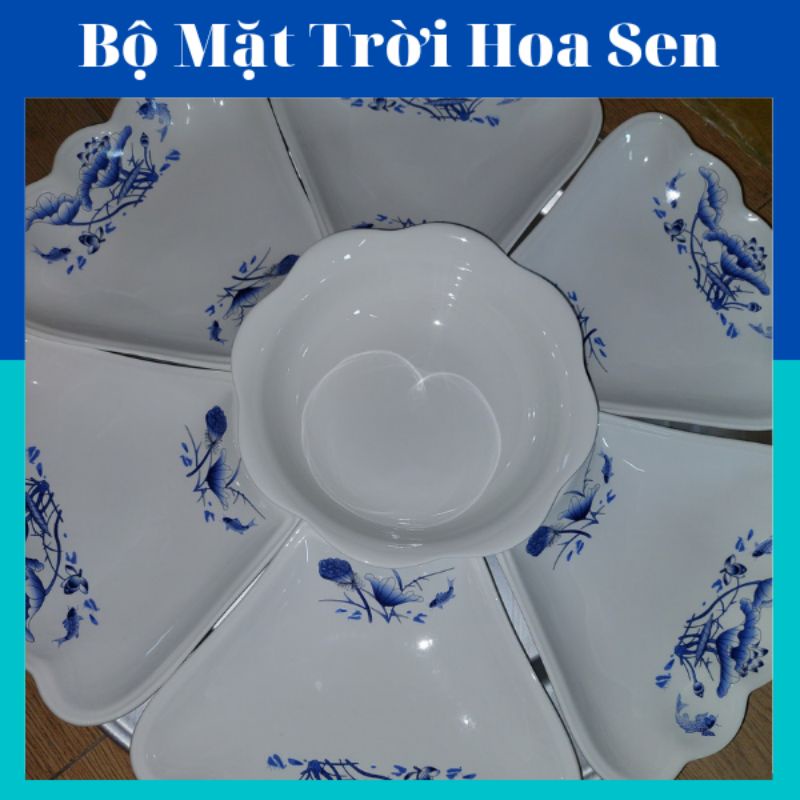 Bộ bát đĩa hoa mặt trời  lá sen giá rẻ cao cấp Minh Châu 7 chi tiêt.