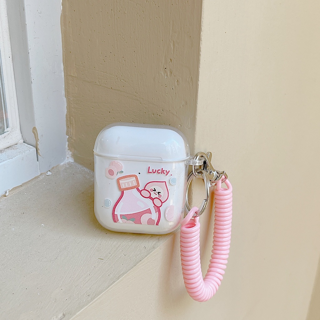 Vỏ Bảo Vệ Hộp Sạc Tai Nghe airpods 1 2 Pro 3rd Generation Pro 1/2 Trong Suốt Chống Sốc Họa Tiết Hoạt Hình Kèm Dây Đeo Kiểu Nhật Hàn
