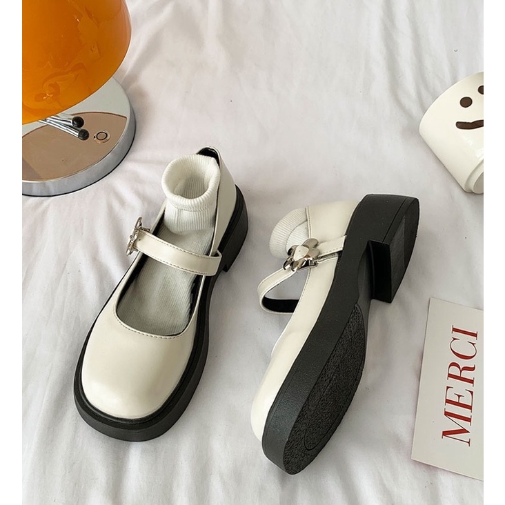 Giày búp bê có quai bông hoa Mary Jane tiểu thư đế 5cm dễ thương ulzzang Hàn Quốc Yannie Lolita