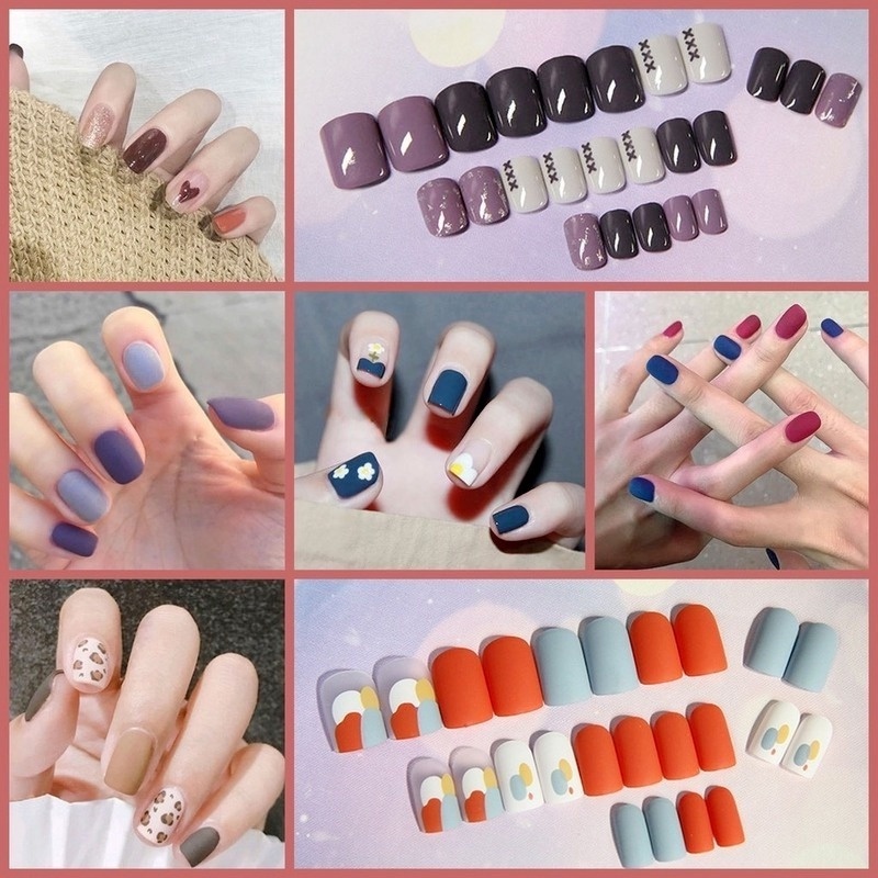 [Hàng mới về] Hộp 24 móng giả ngắn R041-R060 kèm keo dán