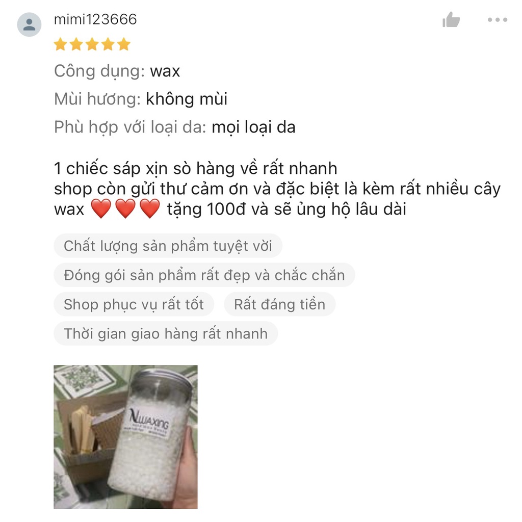 300gr Sáp Wax Lông Siêu Bám Lông Tặng kèm que waxing