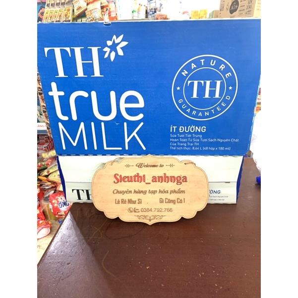 Thùng Sữa TH True Milk 48 hộp x 180ml ( Có Đường/ít Đường/K Đường)