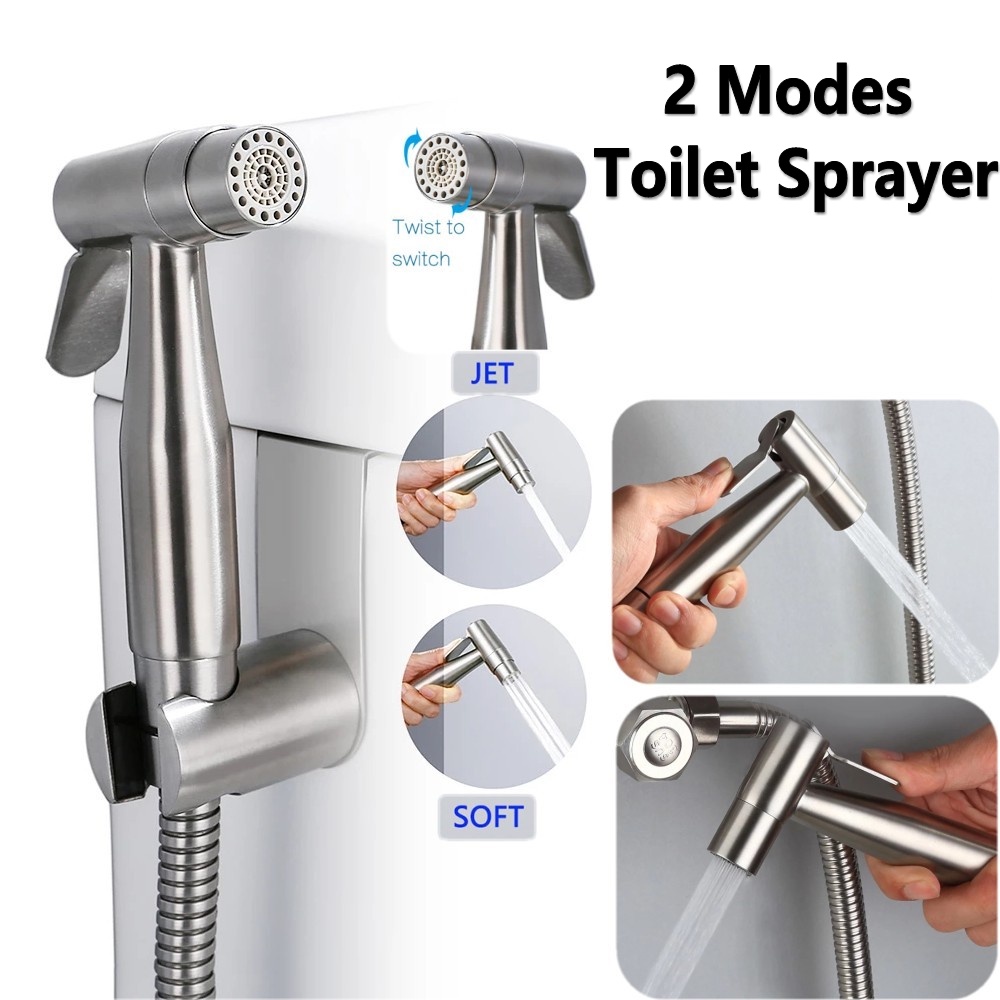 Vòi xịt nước toilet cầm tay hai chức năng bằng thép không gỉ chất lượng cao cho nhà tắm / phòng vệ sinh