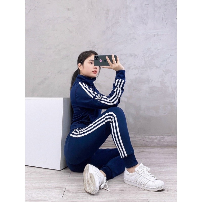 Bộ thể thao crop track jacket navy full tag CoD chuẩn au