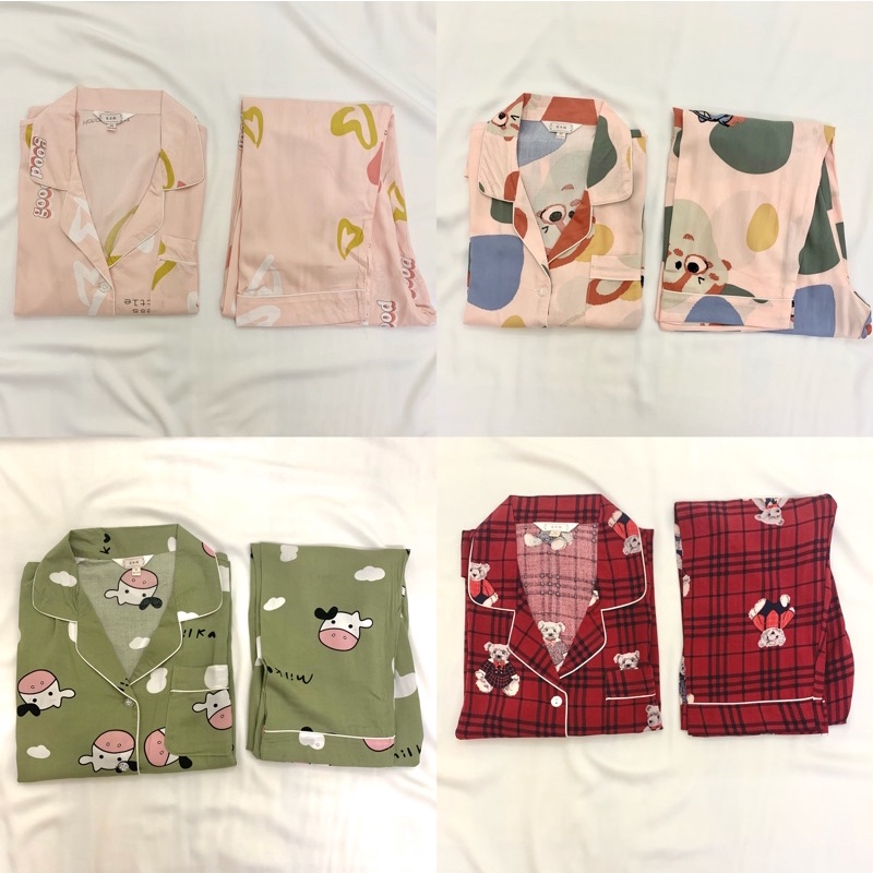 Đồ Bộ Pijama - Set Ngủ Dài Tay Vải Đũi Lụa Nhiều Mẫu Họa Tiết Đơn Giản DDDP02
