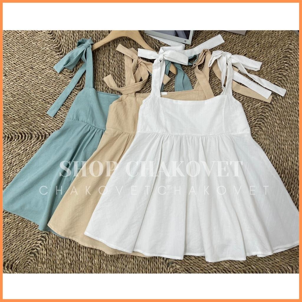 Set đồ nữ S8286, sét babydoll nữ kèm quần mùa hè áo kiểu nữ 2 dây bánh bèo freesize đi biển đi chơi sang chảnh-CHAKOVET
