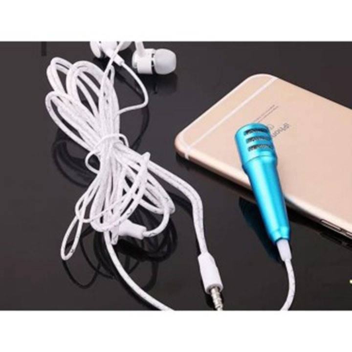 Mic hát karaoke mini trên di động kèm tai nghe