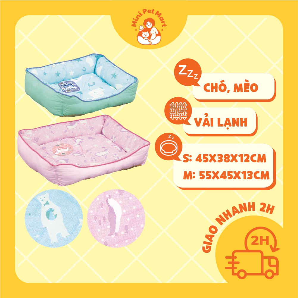 Nệm vuông bằng vải lạnh cho chó mèo DOGGYMAN - hoạ tiết chim cánh cụt và gấu bắc cực siêu cấp đáng yêu