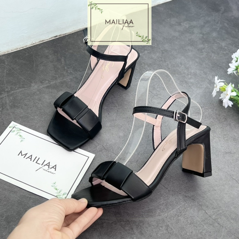 Sandal quai ngang phồng MAILIAA mã MOI gót dẹp 5 phân