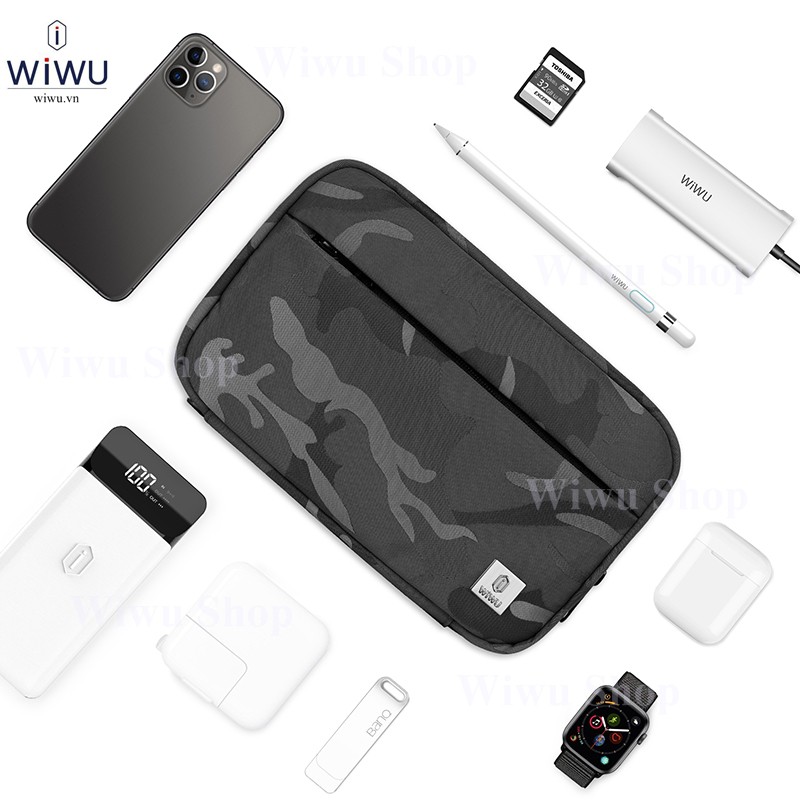 WiWU Camou Travel Pouch Acessories . Túi đựng Điện Thoại , phụ kiện sạc cáp , tai nghe cầm tay rằn ri chống nước du ịch