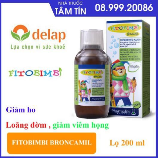 Fitobimbi Broncamil - Hỗ trợ giảm ho đờm, ho do nhiễm lạnh, viêm họng, viêm phế quản (Chai 200ml)