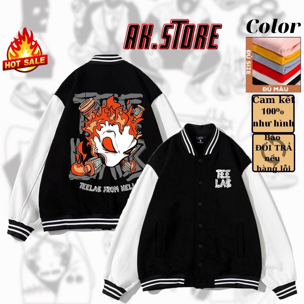 Áo Varsity Jacket TEELAB - Áo Khoác Cardigan Bomber 4 Màu TEELAB Unisex Siêu Hot Phối Bo ( có form rộng XL ) - AK.STORE