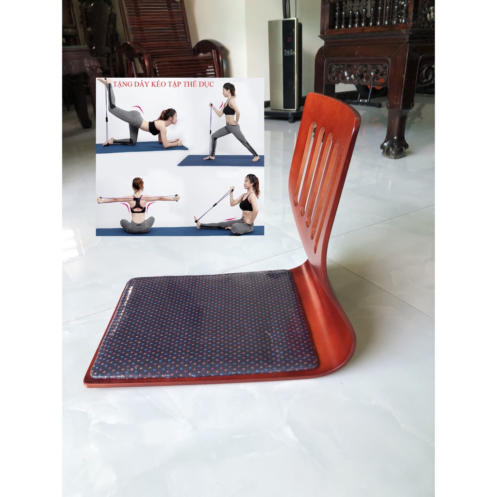 Ghế bệt Nhật Bản, ghế ngồi bệt tựa lưng -Tặng kèm dây kéo tập thể dục.