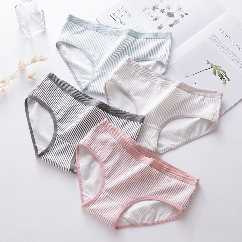 Set 5- 10 Quần Lót Cotton Tăm Phối Kẻ 031