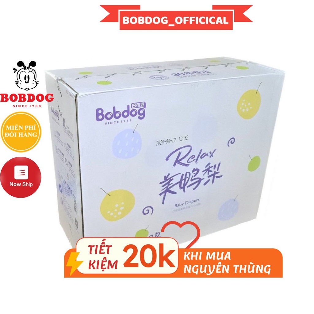 Thùng Bỉm Bobdog Relax dán/quần S104/M96/L88-M80/L76/XL72/XXL68 miếng