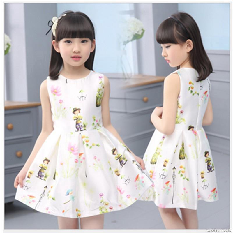 Đầm sát nách họa tiết hoạt hình xinh xắn dành cho bé gái