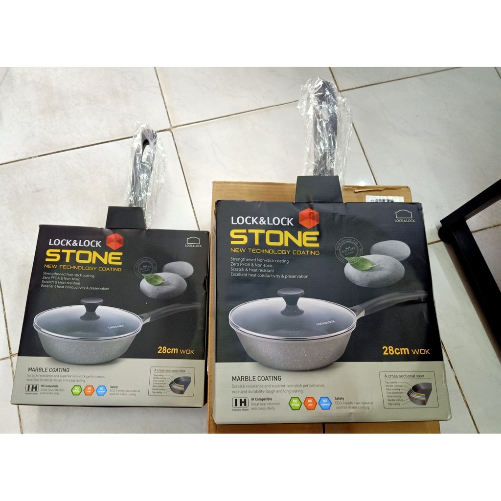 LOCK&LOCK CHẢO ĐÁ 7 LỚP MARBLE STONE 24CM - 26CM - 28CM