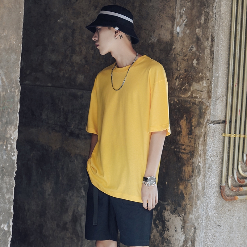 Áo Thun Nam Tay Ngắn Cổ Tròn Màu Trơn Thời Trang