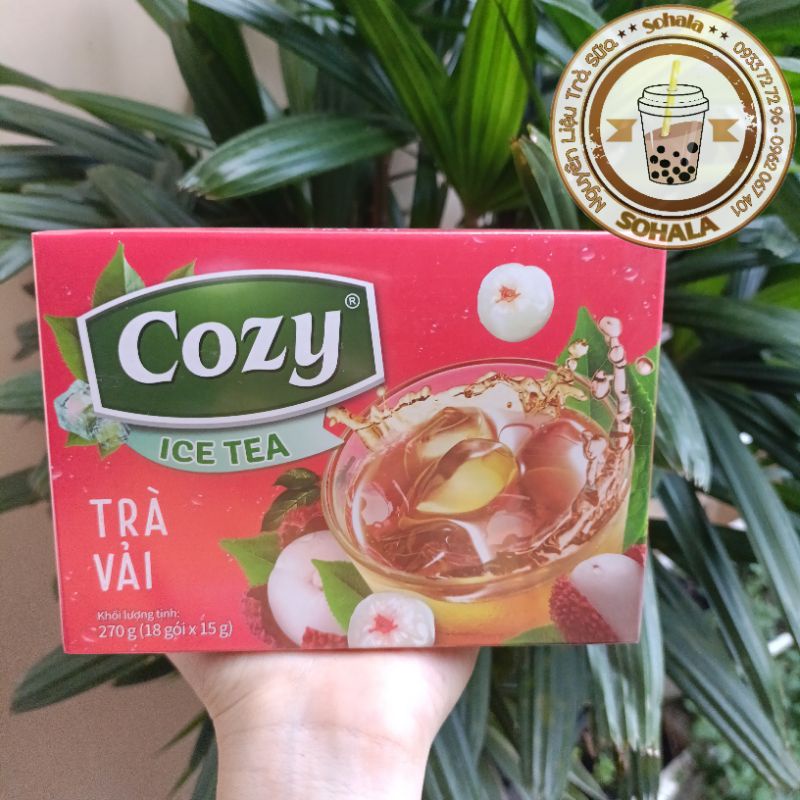 Trà Cozy Vải Hoà Tan hộp 18 gói x 15gr