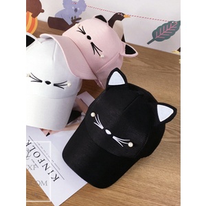 Cat pearl ear baseball cap children's sunshade cap black