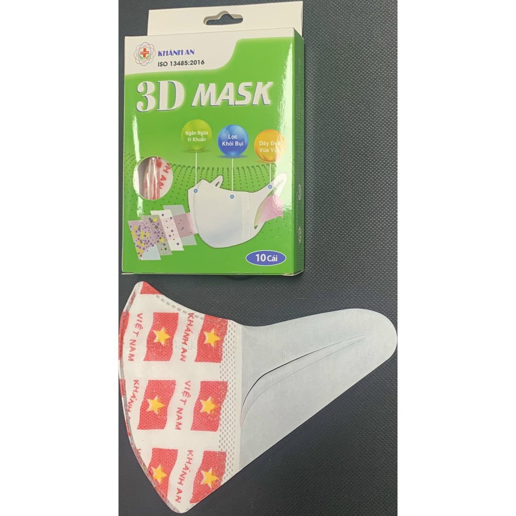 SỈ 50 HỘP Khẩu trang 3D  Mask kháng khuẩn cao cấp (HỘP 10 CÁI)  màu CỜ VIỆT NAM - KHÁNH AN