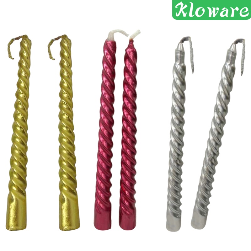 Set 2 Nến Dài Hình Xoắn Ốc Màu Vàng Trang Trí Bàn Ăn