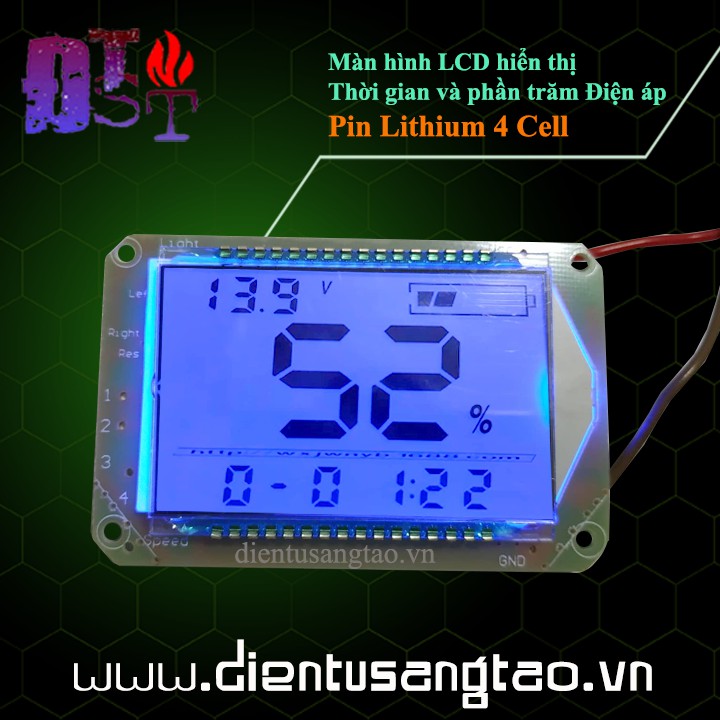 Màn hình LCD hiển thị Thời gian và phần trăm Điện áp Pin Lithium 4 Cell