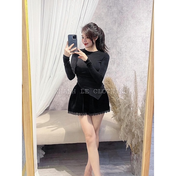 [Siêu Hot] Quần Nhung Phối Ren Siêu Xinh, Quần Sooc Nhung Có Ảnh Thật Kèm Video | BigBuy360 - bigbuy360.vn