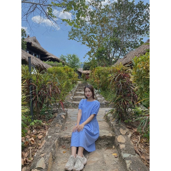 Thanh lý váy suông màu xanh