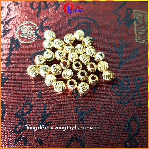 Charm vòng tay bi tròn vàng khứa cạnh mix vòng tay 6 8 10 mm - Luck Ring