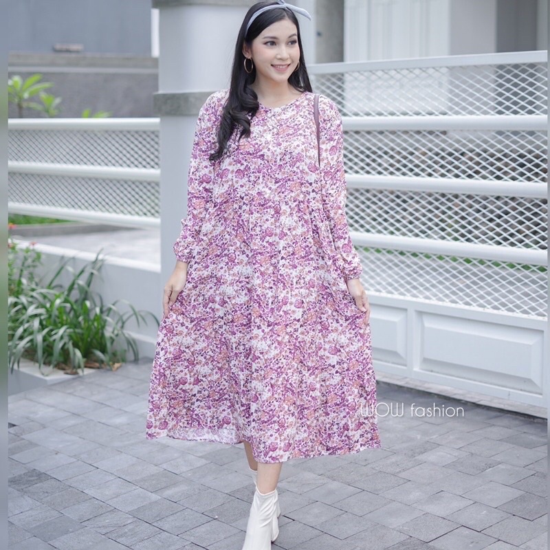 Váy MIDI LIDIA RAYON Họa Tiết Hoa Nữ
