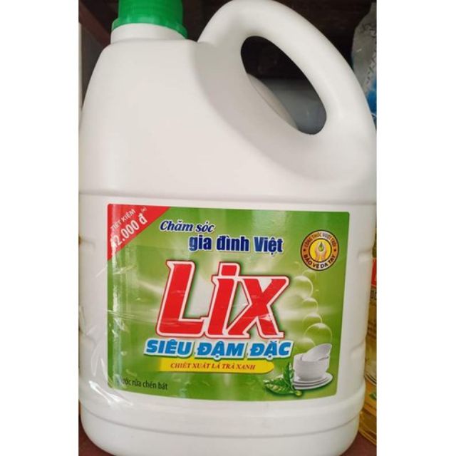 Nước rửa chén Lix siêu đậm đặc Hương trà xanh 4kg