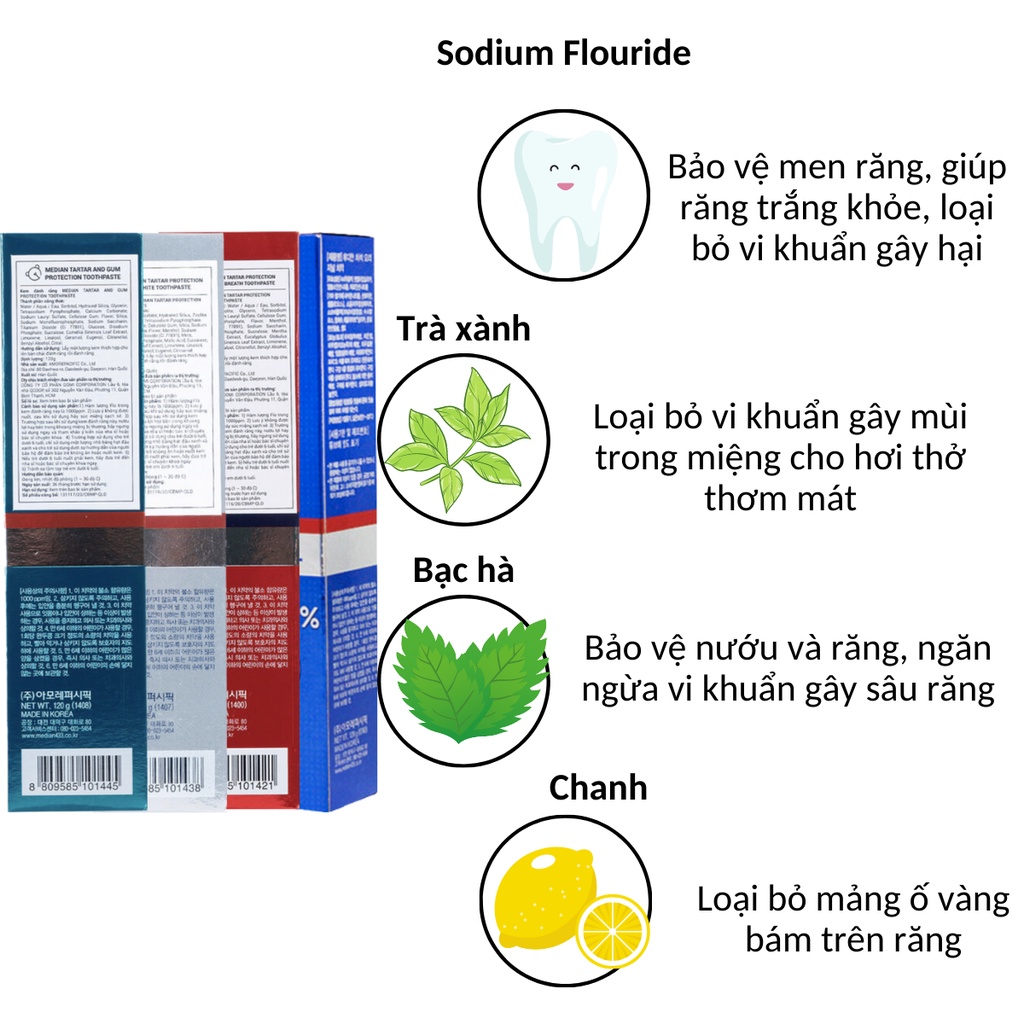 Kem đánh răng Hàn Quốc trắng răng MEDIAN DENTAL IQ 93% 120g DR02