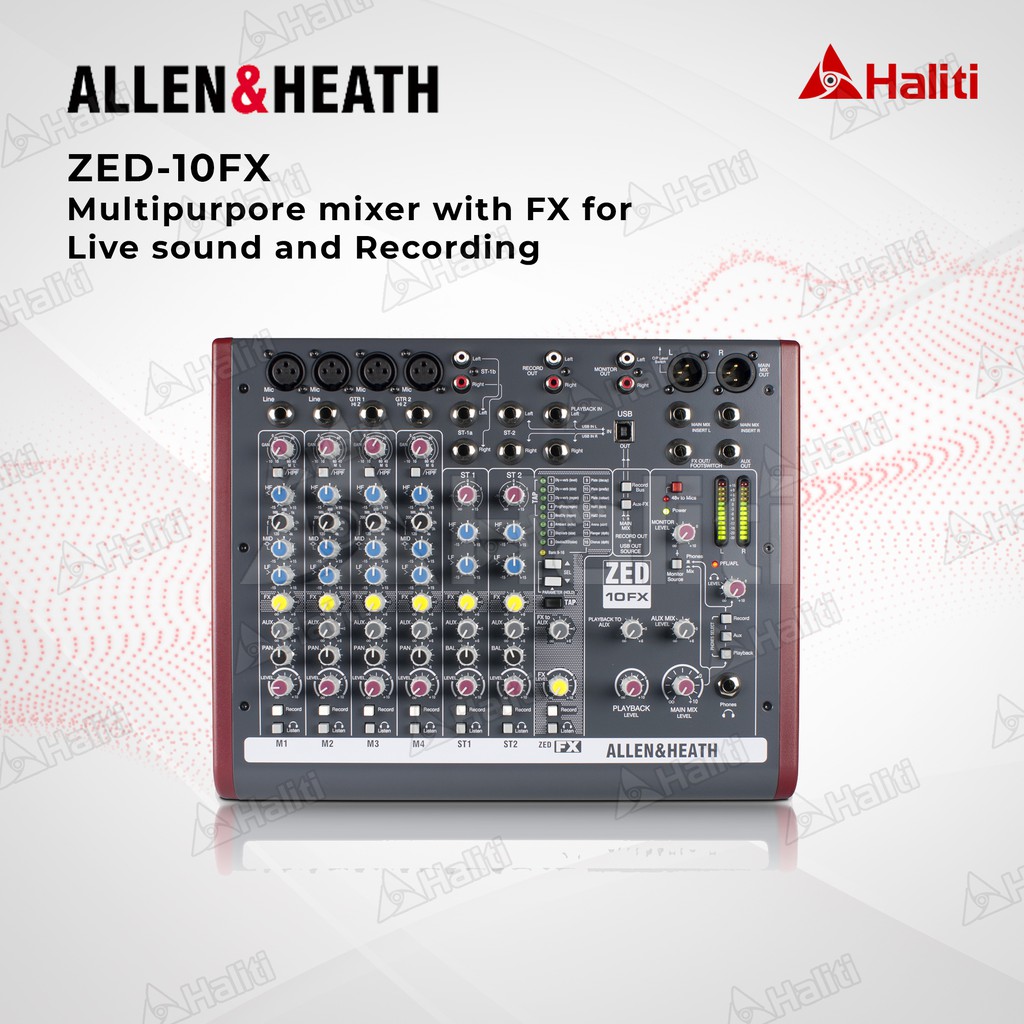 Bàn Mixer Allen & Heath ZED-10FX HAWAII AUDIO 10 kênh liền echo phù hợp cho karaoke, karaoke, sự kiện mini