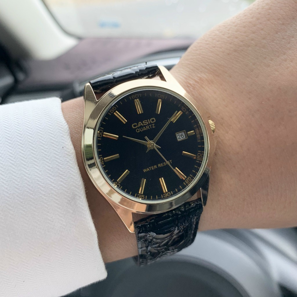 Đồng Hồ NAM CASIO C045 DÂY DA Mặt Đen Chống Xước, Chống Nước  - TẶNG Dây Da cao Cấp, Ví Da+ 2 pin AG4 | BigBuy360 - bigbuy360.vn