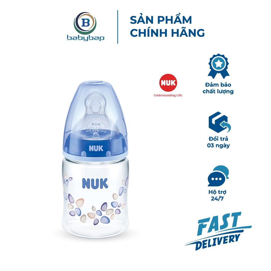 Bình Sữa NUK Premium Choice+ Nhựa PA 150ml/300ml Núm Ti Có 1 Lỗ Tiết Sữa